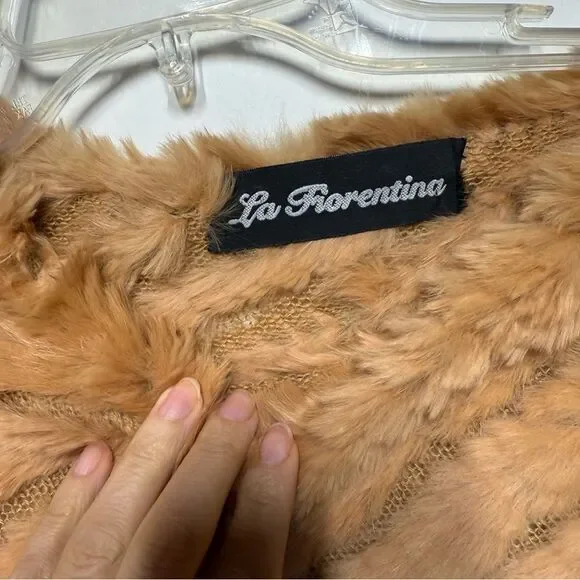 La Fiorentina Camel Genuine Fur Asymmetrical Poncho One Size NWOT